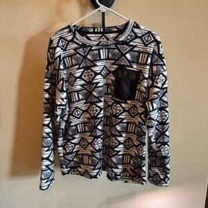 KAVU Cavanaugh fleece pullover.  geometric Aztec tribal pattern mens large